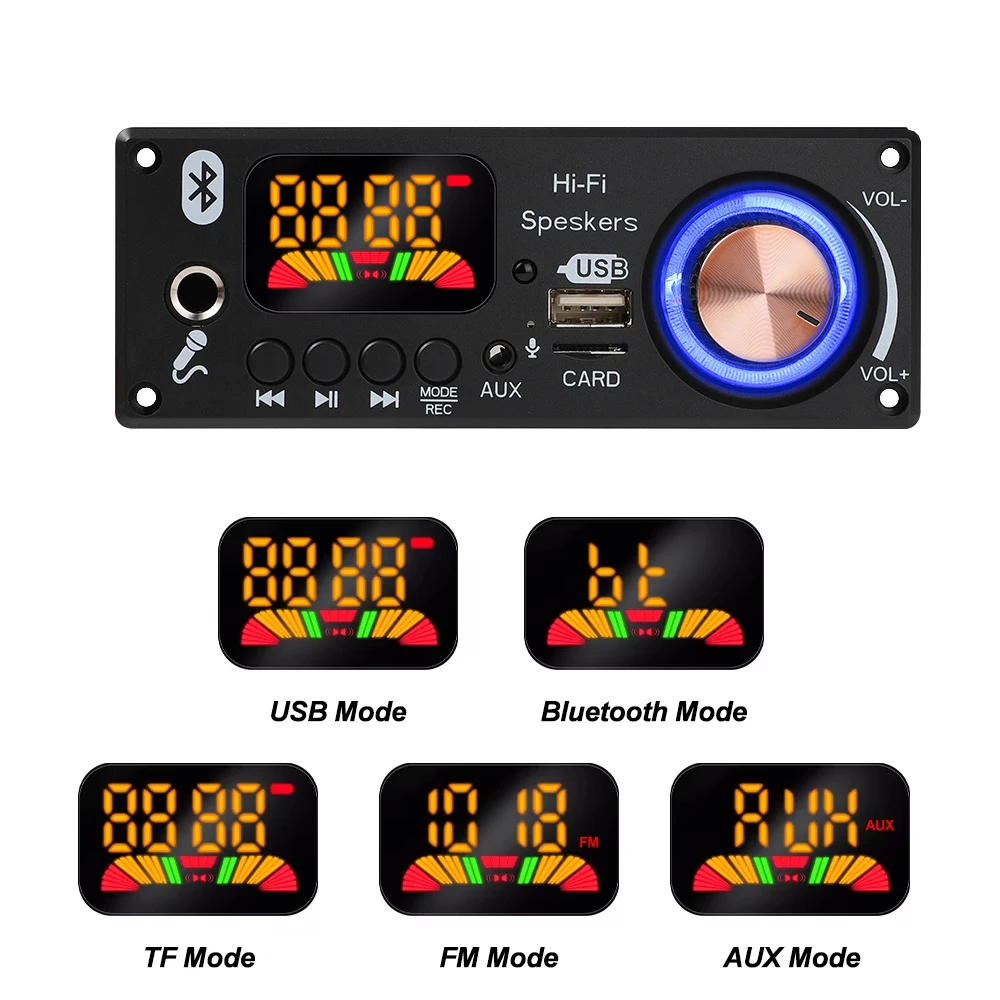 Фото Усилитель KEBIDU 160W с Bluetooth, декодер MP3/WAV, плата с микрофоном 6,5 мм, FM, TF, USB, автомобильный аудиомодуль, музыкальный плеер с регулировкой громкости №2