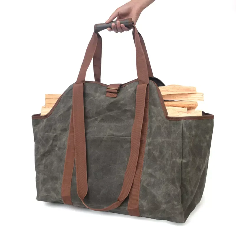 

Высококачественная большая холщовая переноска для дрова, деревянная Сумка для кемпинга, уличный держатель для бревен, сумка для хранения