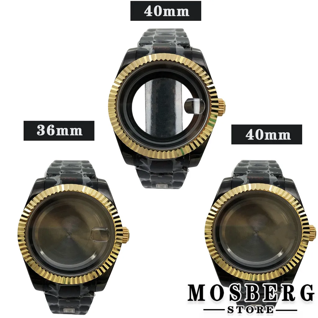 40mm 36mm Watch Case Stainless Steel Sapphire Glass For NH35 NH36 ETA2836 Miyota8215 8205 821A DG2813 3804 ETA2824 PT5000 ST2130