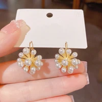 2022 new pearls flower ball drop earrings for women korean style personality fashion jewelry earings wholesale