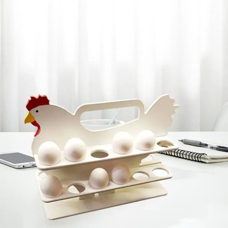 

Hen Shape Egg Storage Rack Kitchen Decor Detachable Egg Organizer Stand Hanging Handle Cartoon Leachate Removal Holder