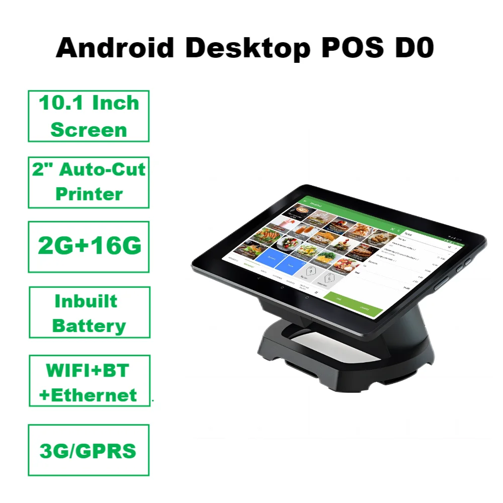 

Android Desktop POS D0 with 58mm Auto-cut Printer 10.1 Inch Mini Cash Register 2+16GB Tablet WIFI BT Ethernet Restaurant ECR