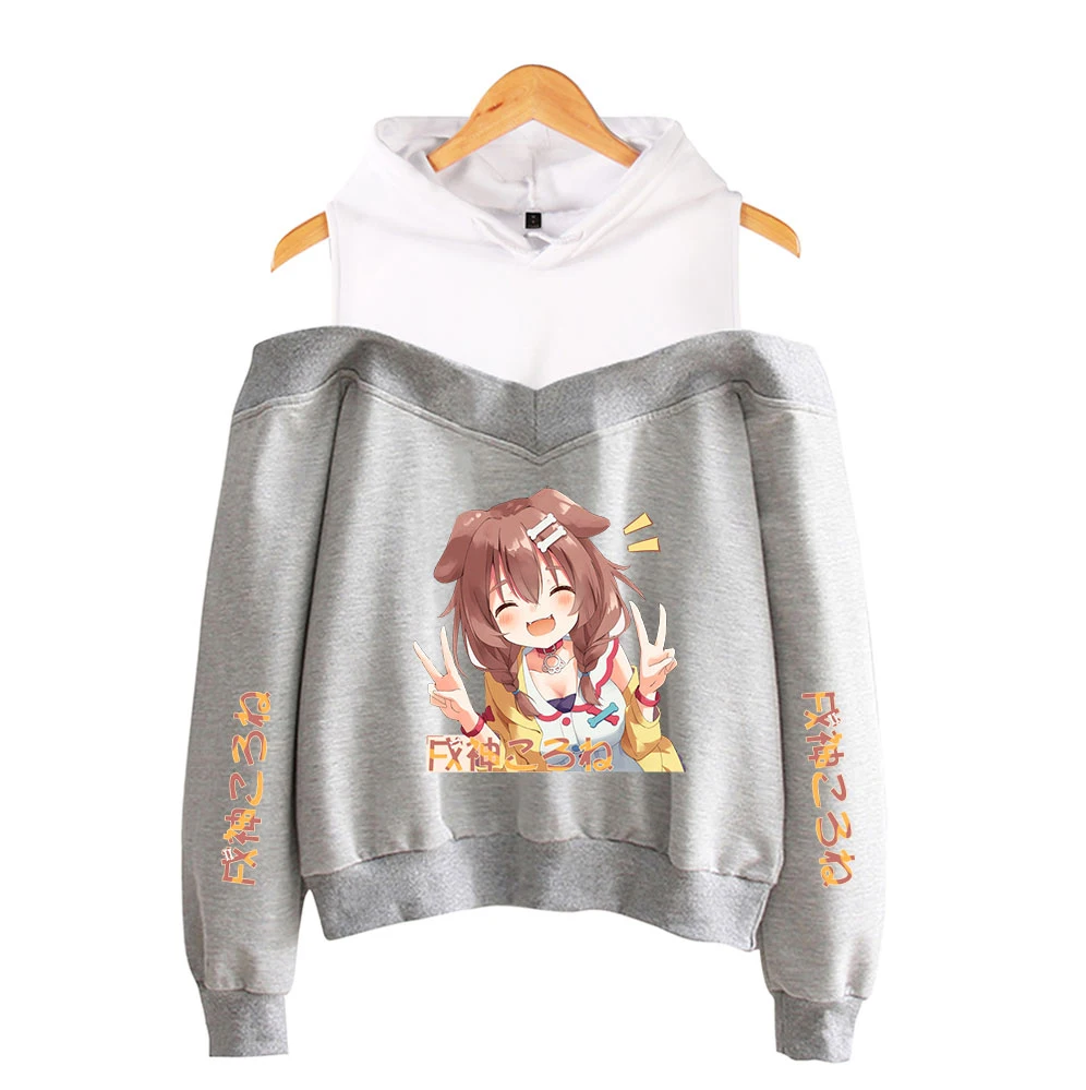 

Japan Harajuku style HOLOlive Inugami Korone Printing Women popular Hooded Off-Shoulder Hoodies Sweatshirt Clothes