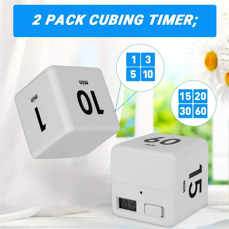 

Practical Alarm Clock Digital Display Time Management PP Cube Shape Countdown Homework Study Timer Kitchen Timers for Daily Life