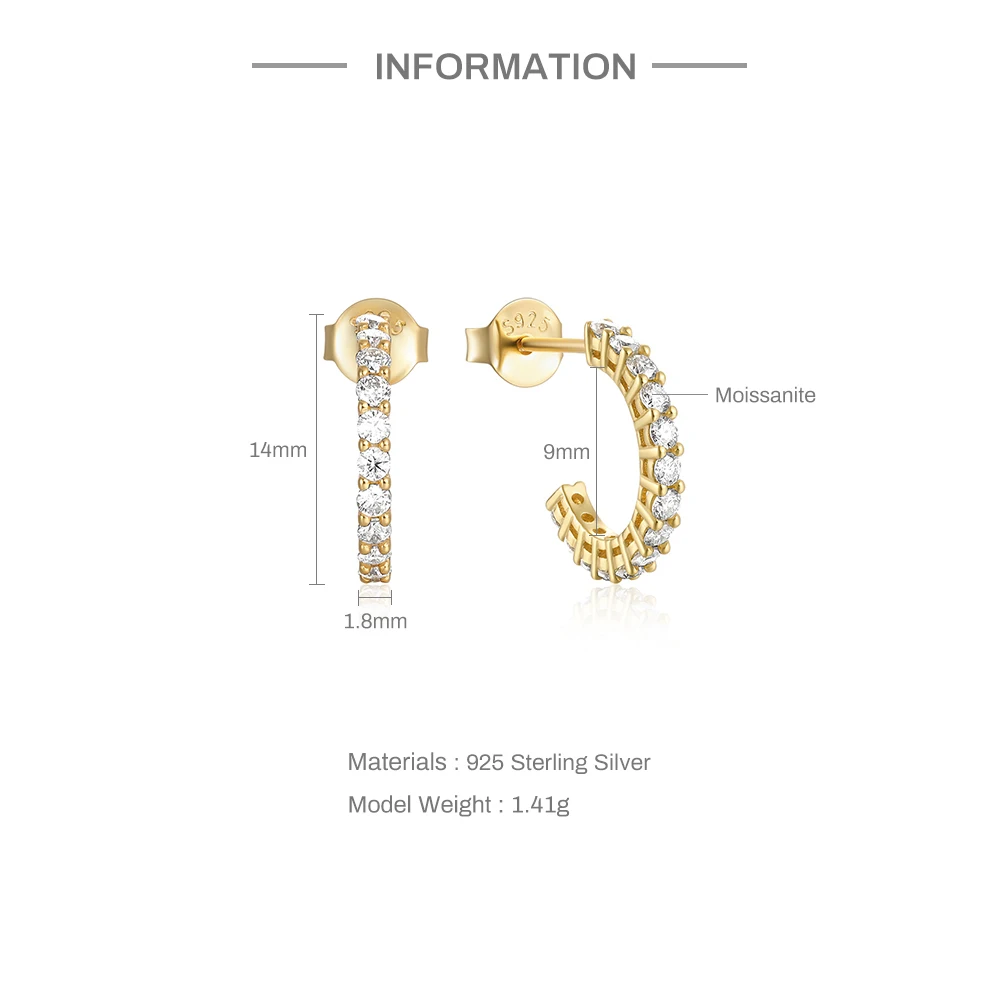 CANNER простые серьги-гвоздики из стерлингового серебра S925 C-образной формы с