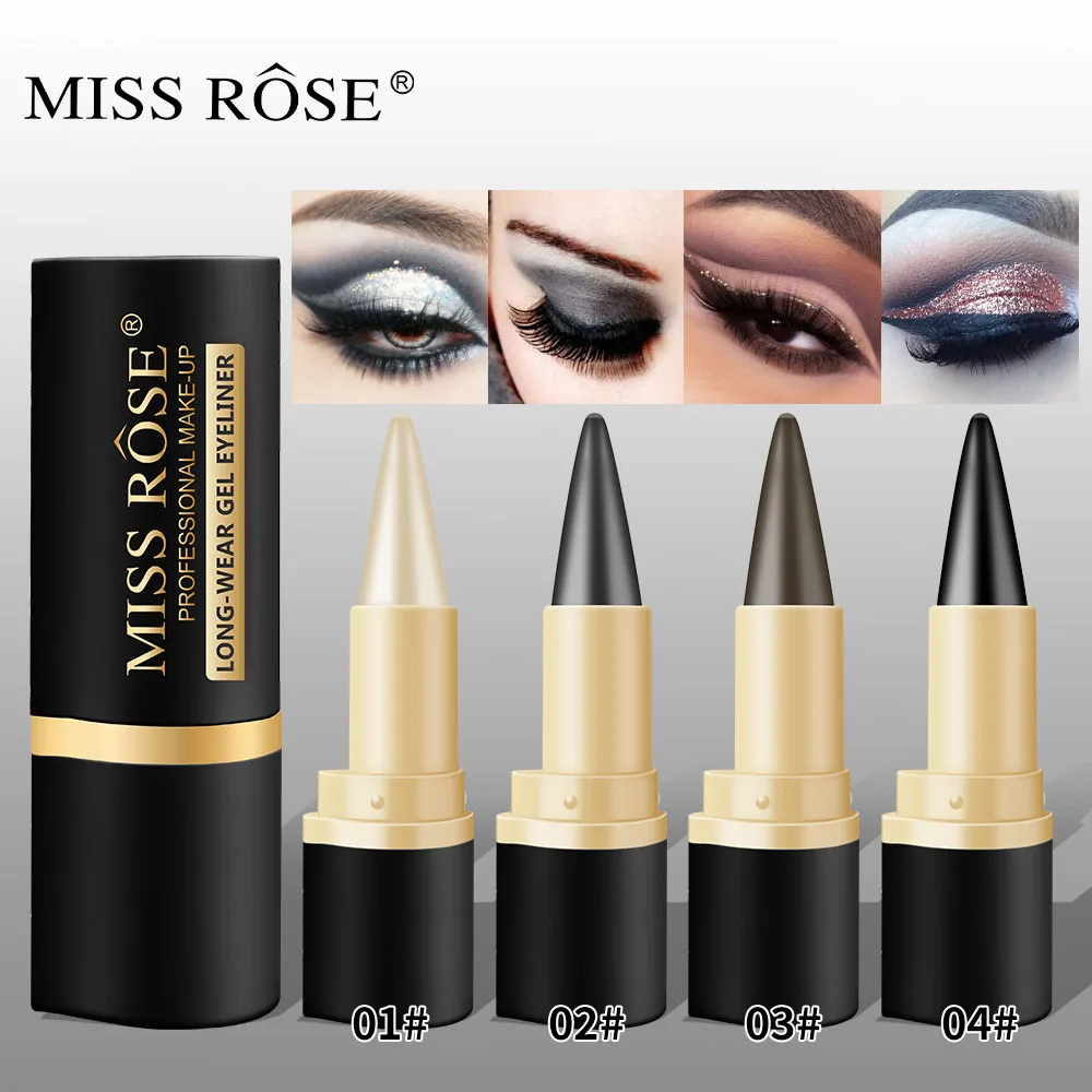 

4 Colors MISS ROSE Brand Maquiagem Makeup Eyes Pencil Longwear Black Gel Eye Liner Stickers Eyeliner Waterproof Makeup