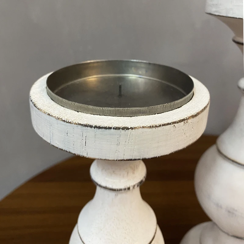 Набор из 3 свечных подсвечников для стола из дерева в ретро-стиле для домашнего декора в европейском стиле, стойка для свечей в ностальгическом стиле фотопроп.