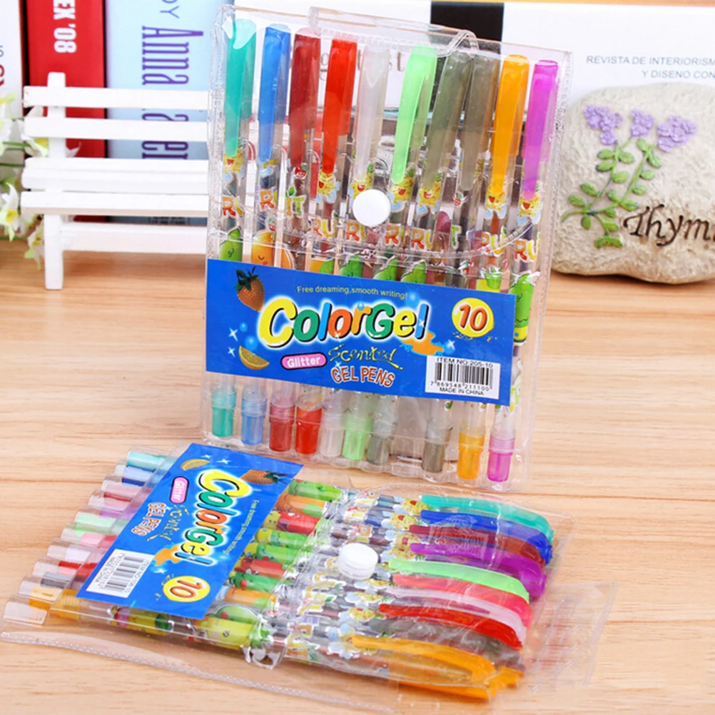 

Набор гелевых ручек 10 шт., цветные гелевые ручки, блестящие металлические ручки, хороший подарок для цветного рисования, рисования, детских ...