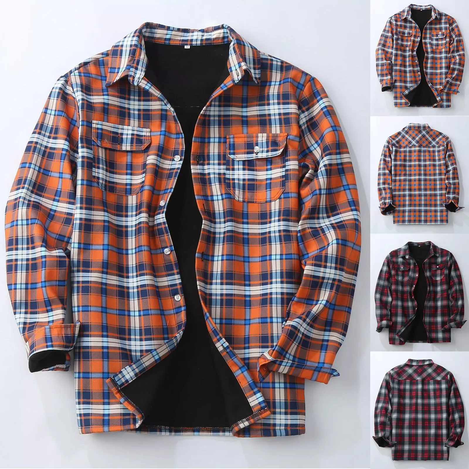 

Male Autumn And Winter Warm Fashion Plaid Square Lapel Pocket No Hood Buckle Quilted Jacket Top Winter Jacket Men Hood