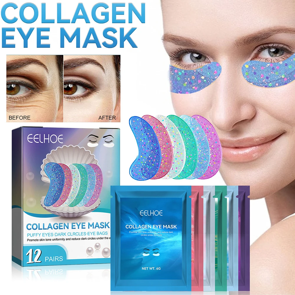 

Патчи для красоты глаз, 12 пар, патчи для глаз, Антивозрастные, удобные, уменьшающие отеки, растительные экстракты для всех типов кожи