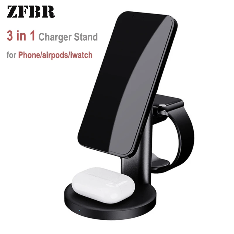 

3 in 1 wireless chargers phone holder stand rotation induction charger for iphone 12 13 mini Fast Charger for Magsafe iwatch