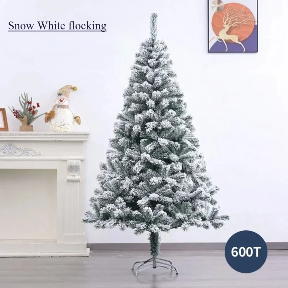 Искусственная рождественская елка из ПВХ, шифрование Белоснежки, флокированная рождественская елка, 0,9 м ~ 3 м, рождественская атмосфера, вечерние украшения для дома