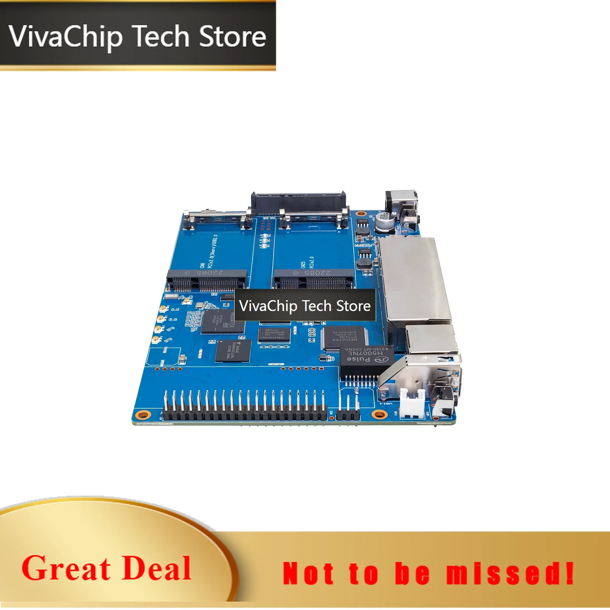 Фото VivaChip TechBanana PI BPI-R64 с модулем MT7615, металлический корпус R64, MediaTek MT7622, 8 ГБ EMMC Flash, 1 ГБ DDR3, поддержка Wi-Fi, Bluetooth, PO №1