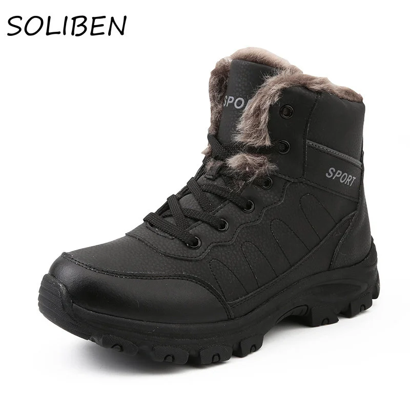 

Men's Winter Boots Snow Waterproof Hiking Shoes Thick Plush Keep Warm Men Ankle Boots Outdoor Working Shoes
