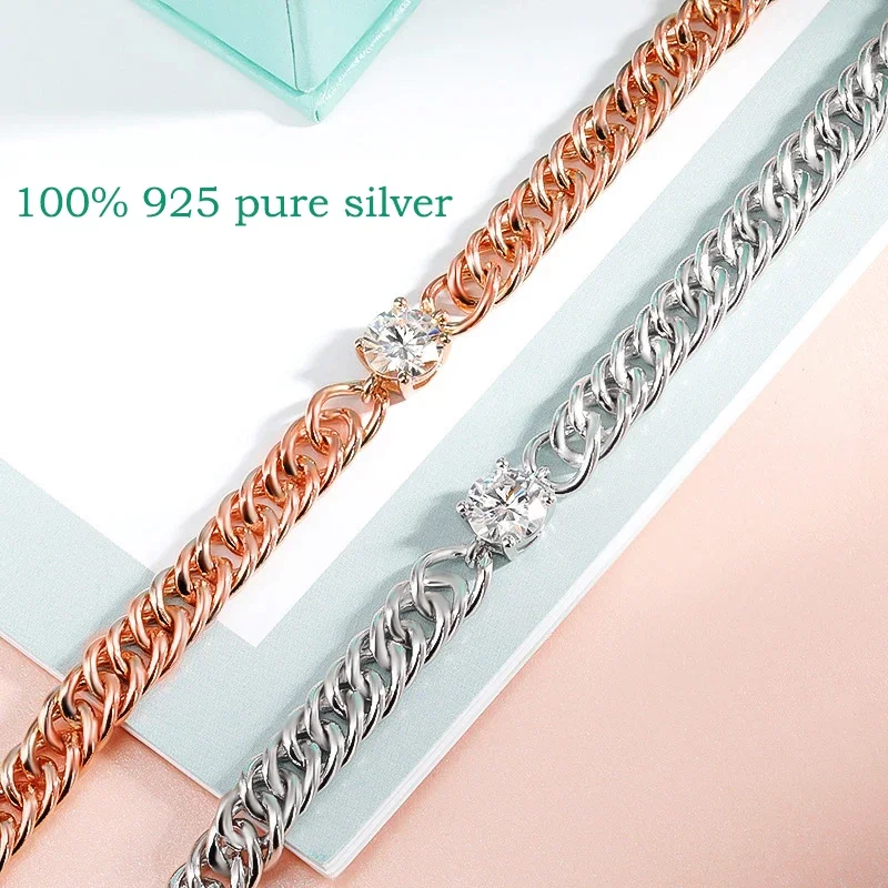 Smyoue 1 карат D цвет муассанит серебряный браслет для женщин и мужчин классические