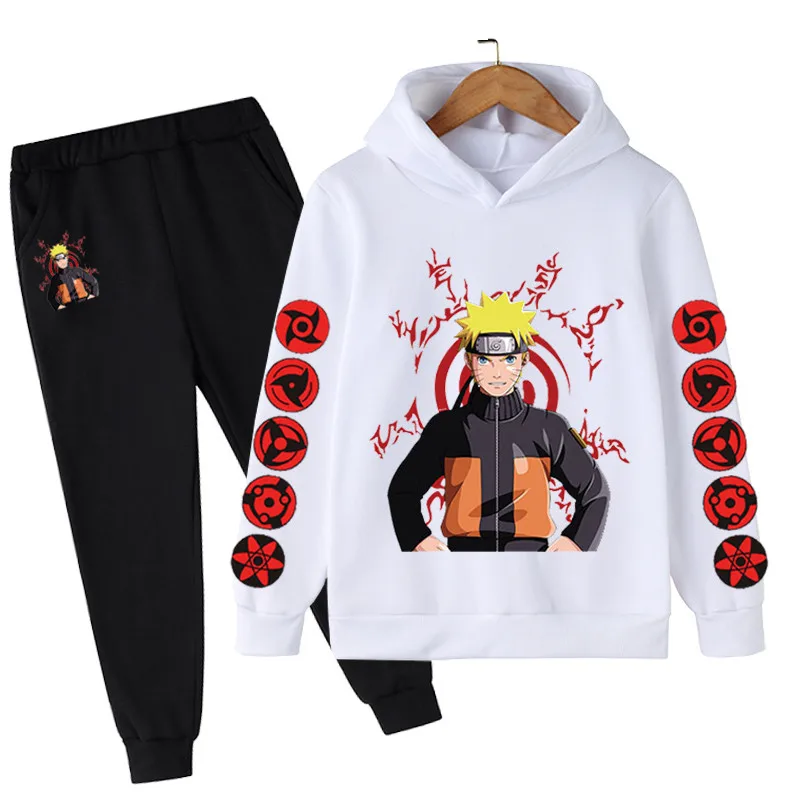 

Осенне-зимние комплекты с капюшоном narutoe, Детские свитшоты и брюки в стиле Харадзюку, комплект из 2 предметов, повседневные Костюмы с японски...