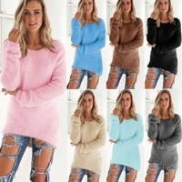 autumn winter sweater fashion solid color long sleeve womens sweater top