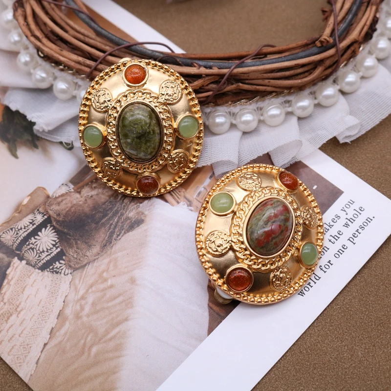 

Statement Clip Earrings Vintage Retro Styles Oval Shape Accessories For Women