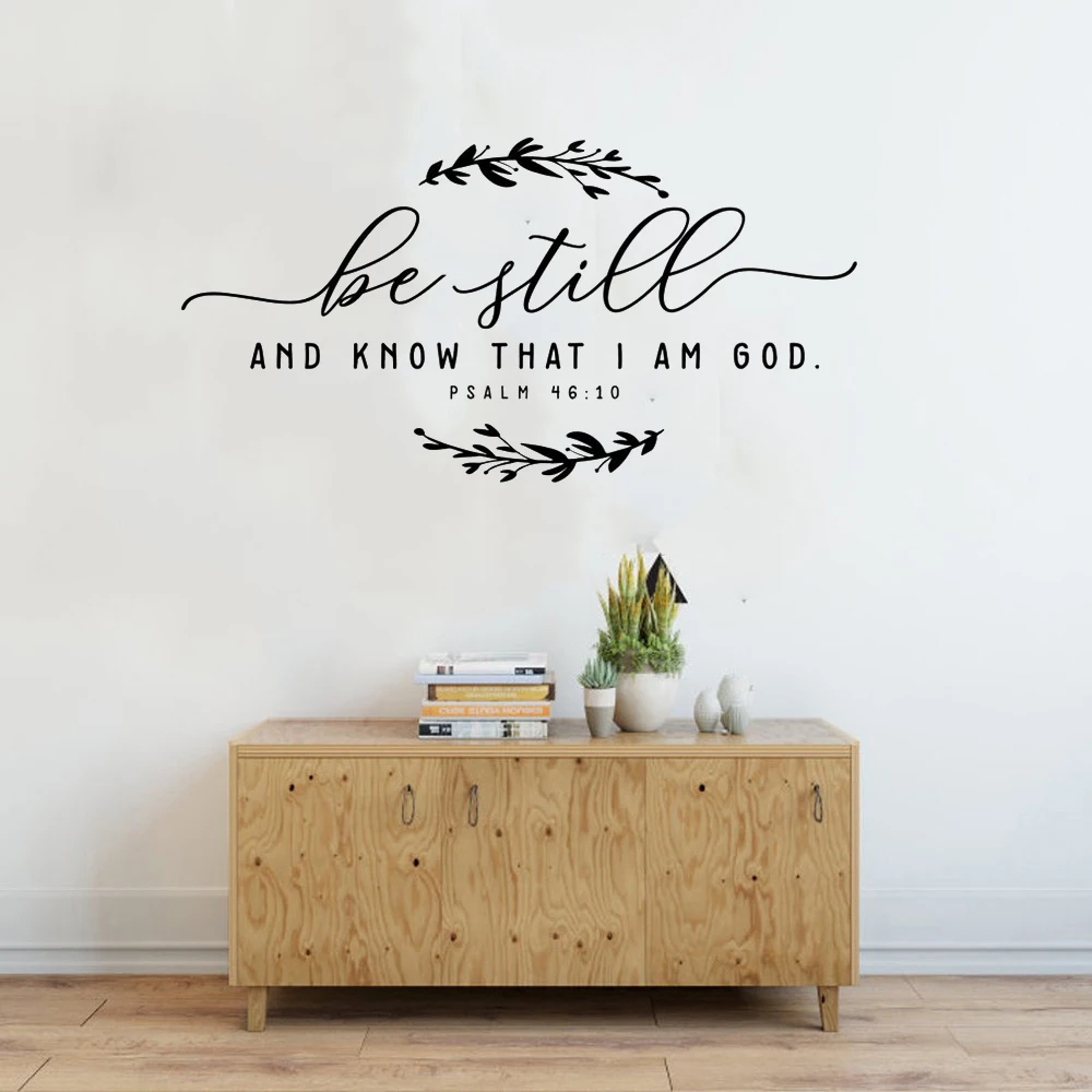 

Christian Bible Wall Sticker Vinyl Be still and know that I am God with wreath - Psalm 46:10 Bedroom Home Decor stickers