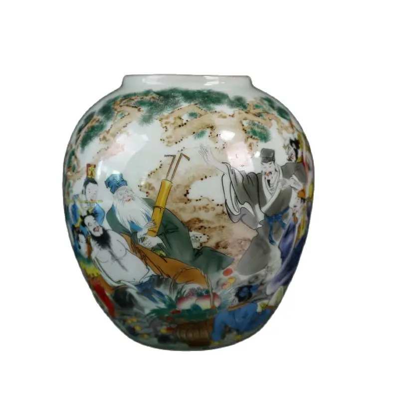 

Chinese Old Porcelain Pastel Jar With Figure Painting Jar Pattern Storage Tank vase