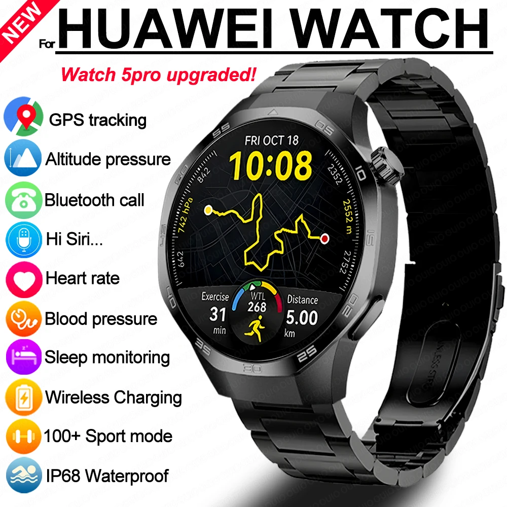 Новинка для HUAWEI GT5 PRO SmartWatch IOS Высококачественные мужские AMOLED HD-экран NFC Bluetooth-часы