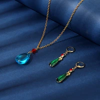 anime hals mobile castle necklaces and earrings cosplay crystal pendant alloy metal jewelry set gifts for women girls fans