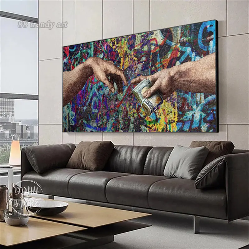 Микеланджело всемирно известная живопись граффити искусство носить деньги рука