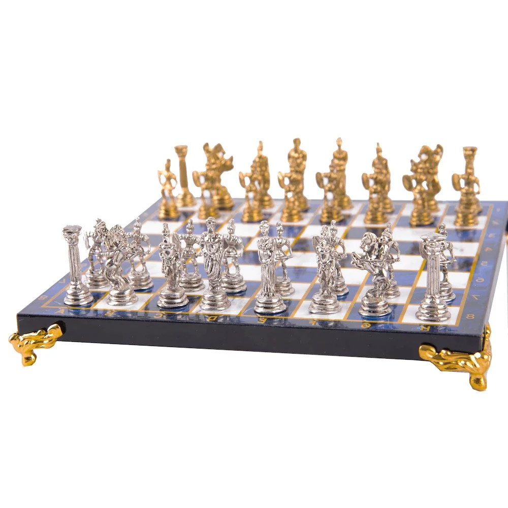 Luxury Floor Standing Metal Casting Chess set Roman Army Sky Blue Board | Спорт и развлечения