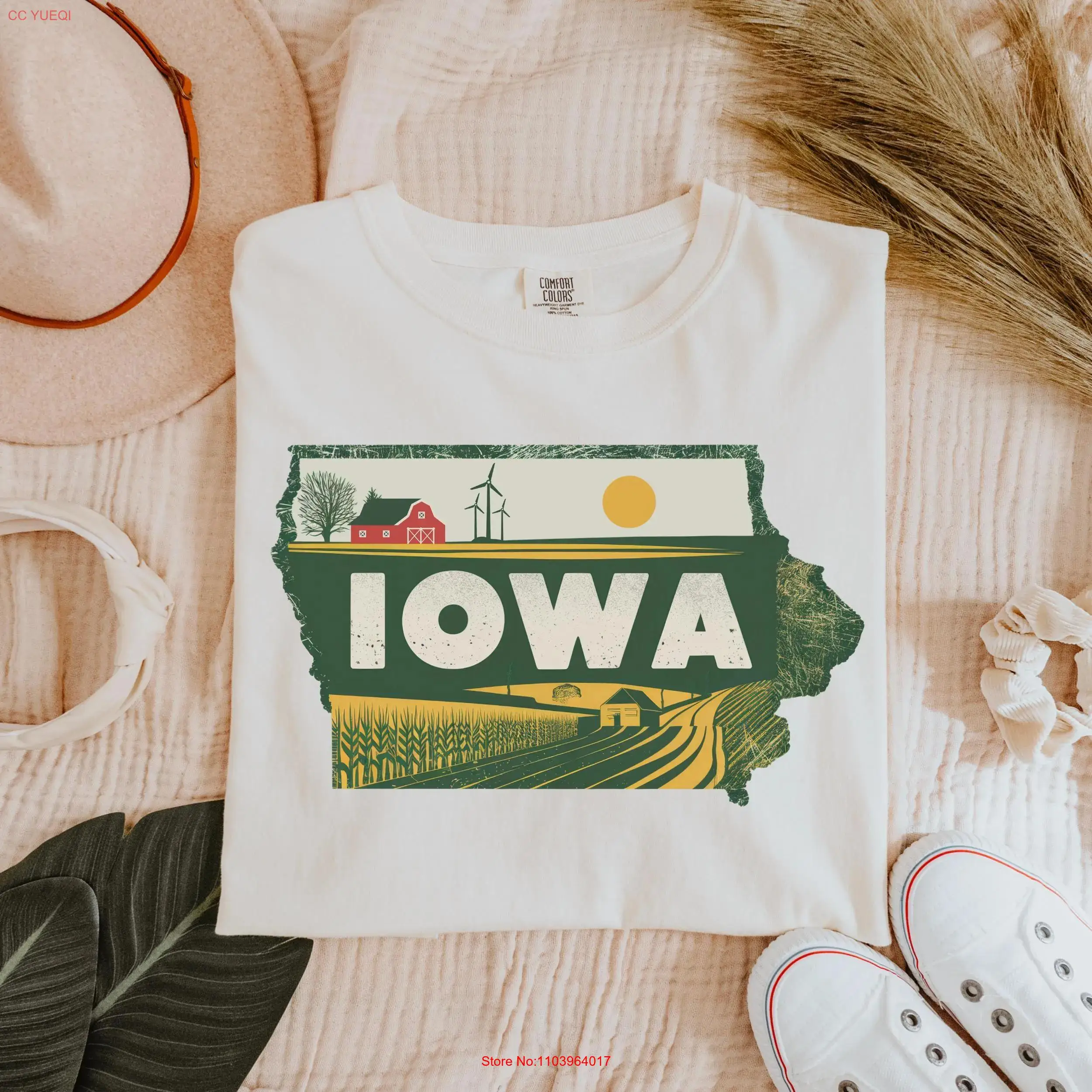 Футболка Comfort Colors Retro State Of Iowa Vintage Lover Family Trip Travel с длинными или короткими рукавами