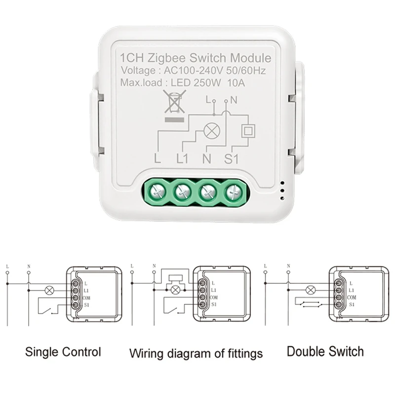 

Tuya Zigbee Light Switch Module No Neutral Wire, 2 Way Control DIY Smart Breaker Works With Alexa Google Home