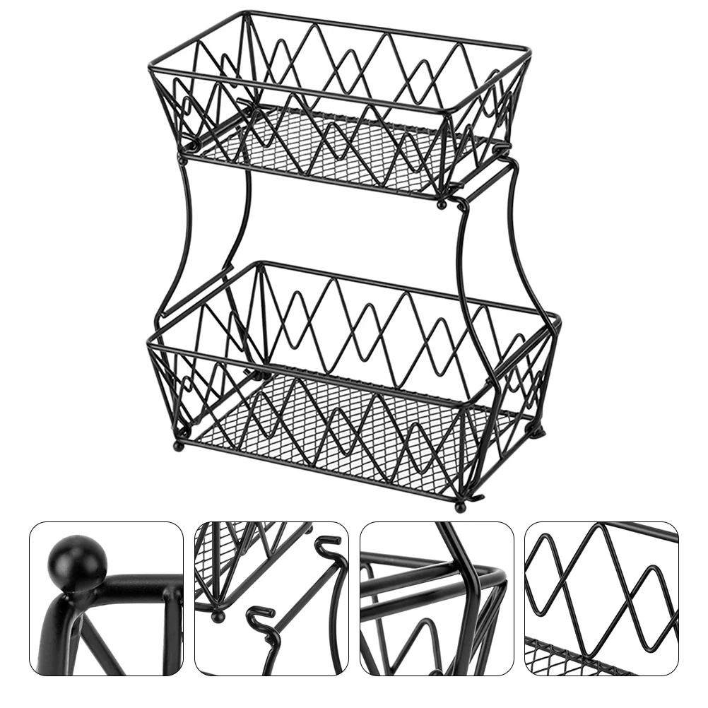 

Металлическая чаша для фруктов, 2-ярусная корзина, корзина для хранения фруктов и овощей, подставка для овощей, хлеба, закусок