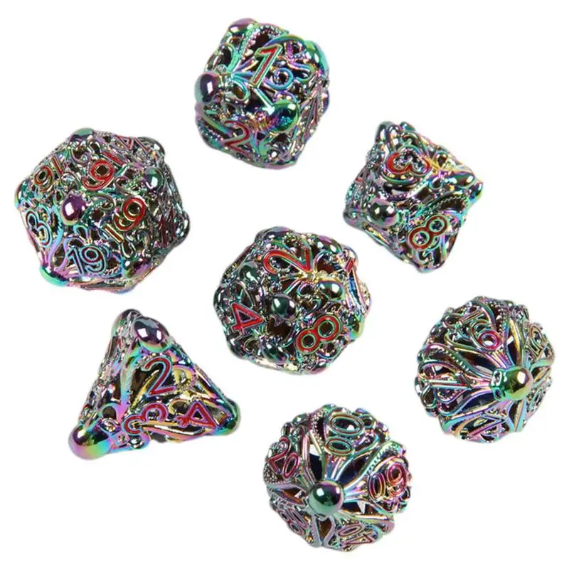 

Role Playing Dice 7pcs Hollow Metal Dice Dragons Dice Sets With Hollow Design Sense Of Music And Wind Chime For Fantasy Game