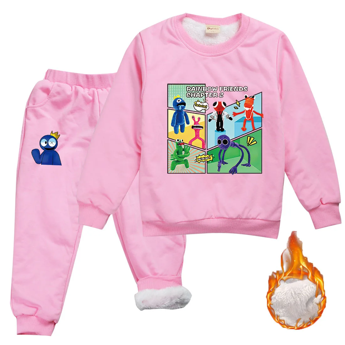 

Cartoon Rainbow Friends Clothes Set Boys Winter Thick Warm Clothing Toddler Girls Sweatshirt Pants 2pcs Suit Kids Casual Outfits