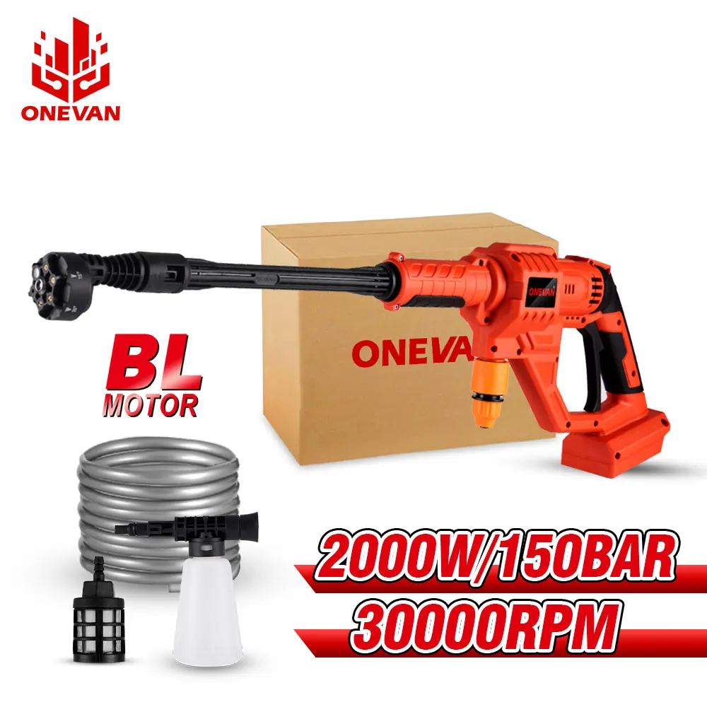 ONEVAN 150Bar 30000RPM Brushless Car Washer High Pressure Car Wash Gun For Makita 18V Battery Washer Foam Generator Water Gun