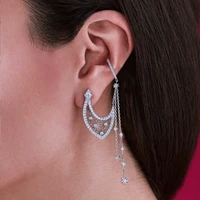 missvikki trendy luxury ear cuff tassel dangle earrings for women wedding clear cz cubic zirconia earring pendientes mujer moda
