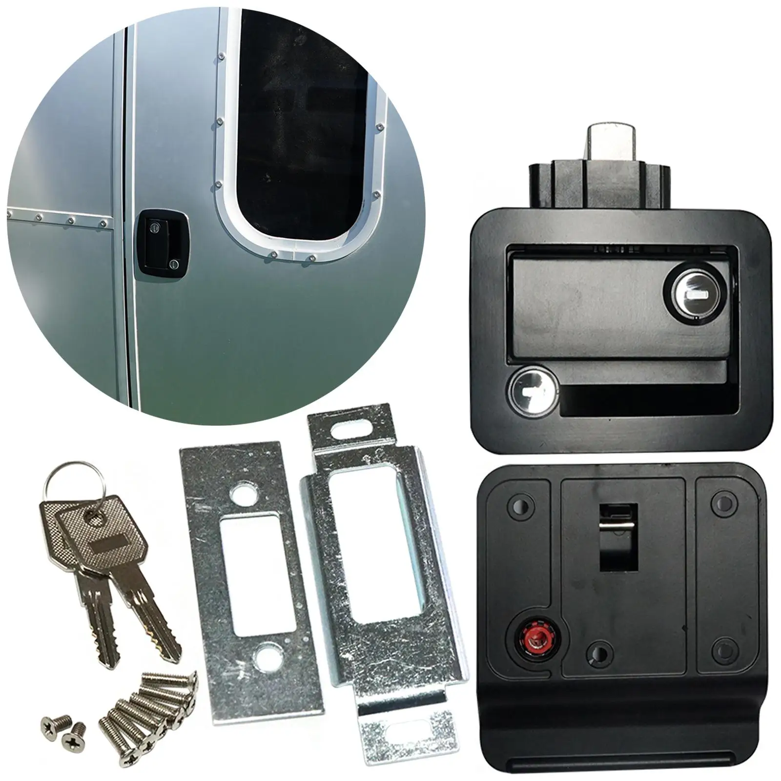 

RV Lock with Paddle Coated Replacement for Hauler W/ 2 Pcs Keys, 8 Pcs Screws