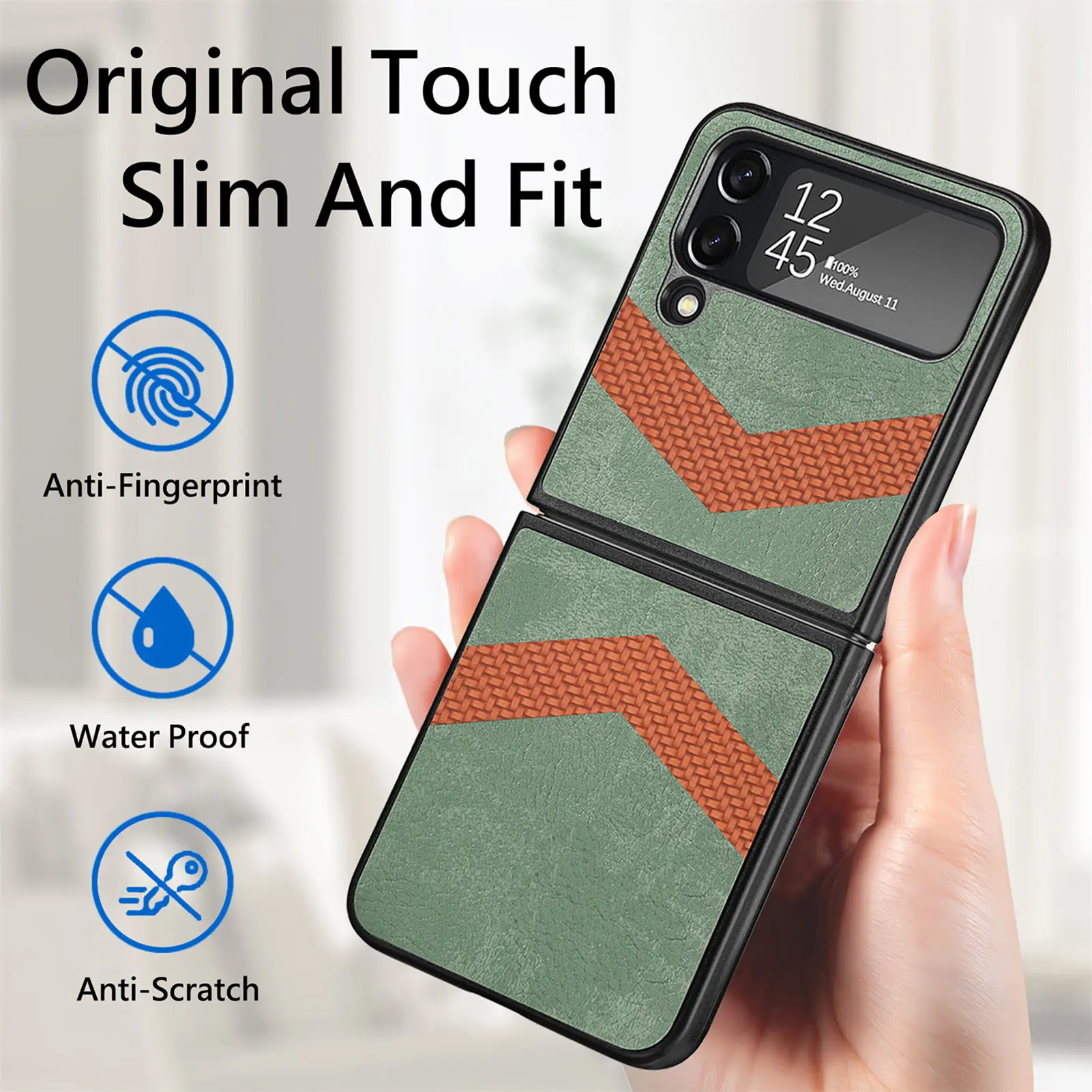 

Тонкий легкий складной кожаный чехол для телефона Samsung Galaxy Z Flip 4 5G Flip4 Zflip4 Non-Fingerprint Funda для Samsung Flip4