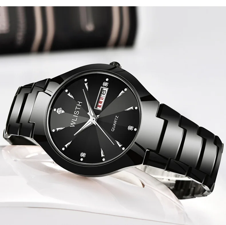 WLISTH Luminous Couple Watch Fashion Quartz Watch Women Luxury Steel Calendar Watch Mens Wristwatch for Lovers Relogio Masculino enlarge