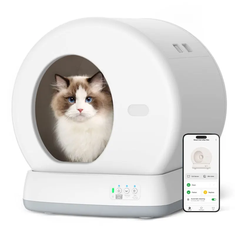 

Radar Safety Protection Automatic Self Cleaning Fully EnClosed Cat Litter Box Anti Splash Toilet With App Control Isolation Odor