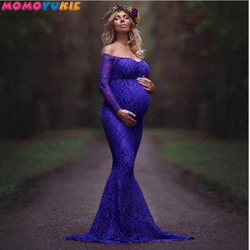 Sexy Shoulderless Maternity Dresses Photoshoot Ruffles Pregnancy Maxi Gown Pregnant Women Dress Photography Props Mermaid Dress 1