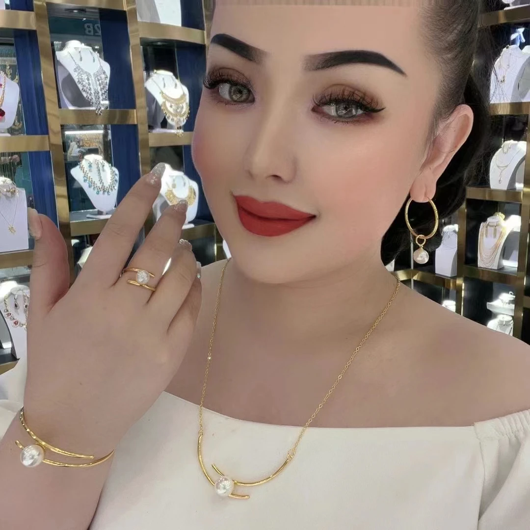 

Новинка, ожерелье и серьги из медного сплава, кольца и браслеты, Женские Ювелирные наборы DD10126