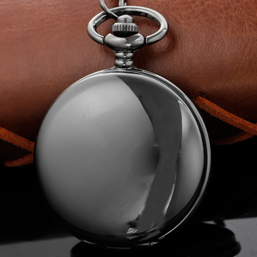 Black Double-Sided Open Classic Steampunk Mechanical Pocket Watch Retro Gentleman Analog Signal Clock Lady Jewelry Gift