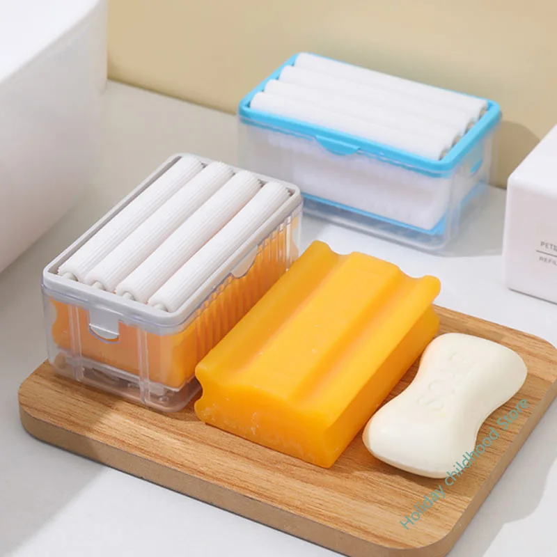

Soap Box Hands Free Foaming Soap Dish Multifunctional Soap Dish Hands Free Foaming Draining Household Storage Box Cleaning Tool