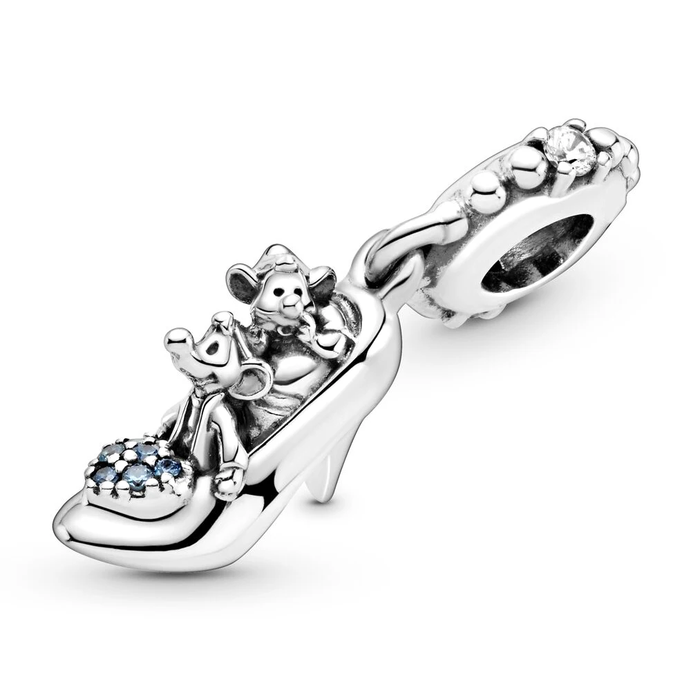 Pandora 925 Silver Thème Cendrillon Suzy Mouse et lework grossier, pantoufle en verre et souris, perles de Aliments de minuit pour bracelet femme bricolage