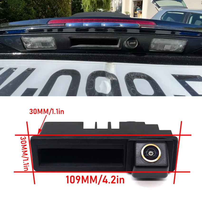 Фото Камера заднего вида HD AHD для Audi A3 S3 RS3 MQB 8V 8P Sportback 2003~2011, встраиваемая в ручку багажника, водонепроницаемая, для парковки и заднего хода №2