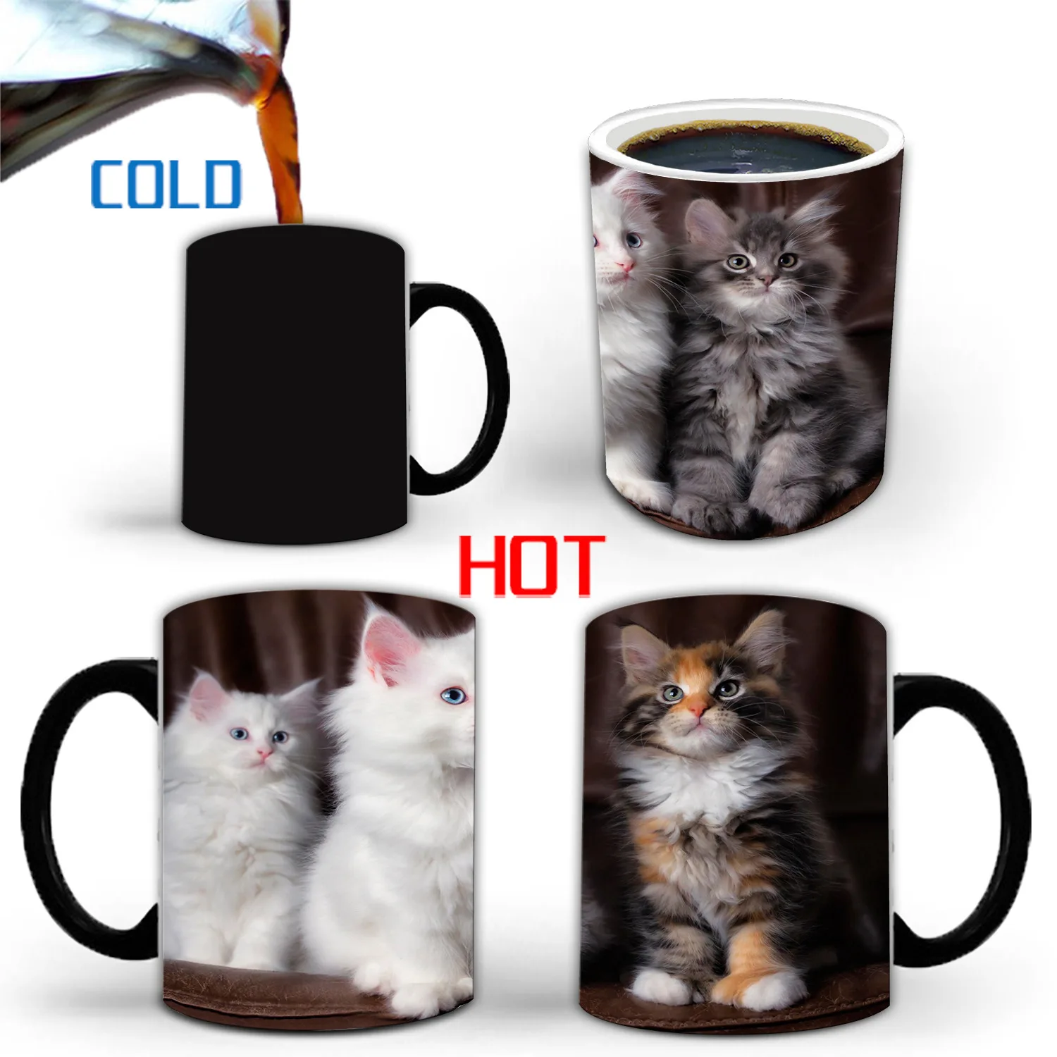 

Cat Coffee Mugs Cocoa Caffeine Cereal Tea Cup Pet Lover Gifts Home Decal Papa Mum Dad Mom Lady Coffeeware Heat Reveal Teaware