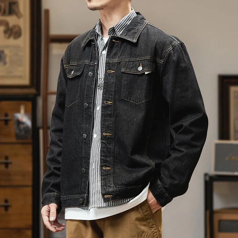 

Plus size men's fall vintage denim jacket loose plus size coat