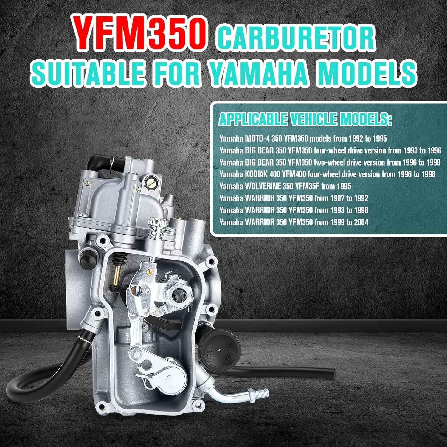 Фото Карбюратор для YFM350, совместимый с Yamaha 1987-1990 и 1992-1995 Moto-4 350, YFM350/1987-2004 Warrior 350, YFM350/1987-1998 Big №2