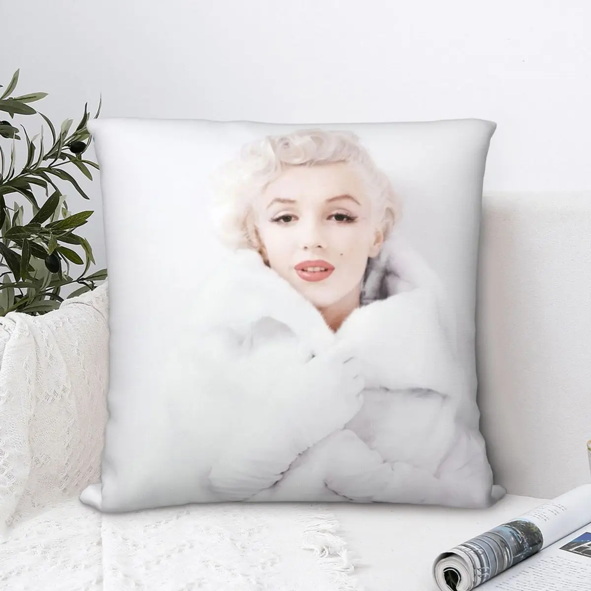 Белая меховая подушка Marilyn Monroe чехол популярный винтажный Чехол декоративная для