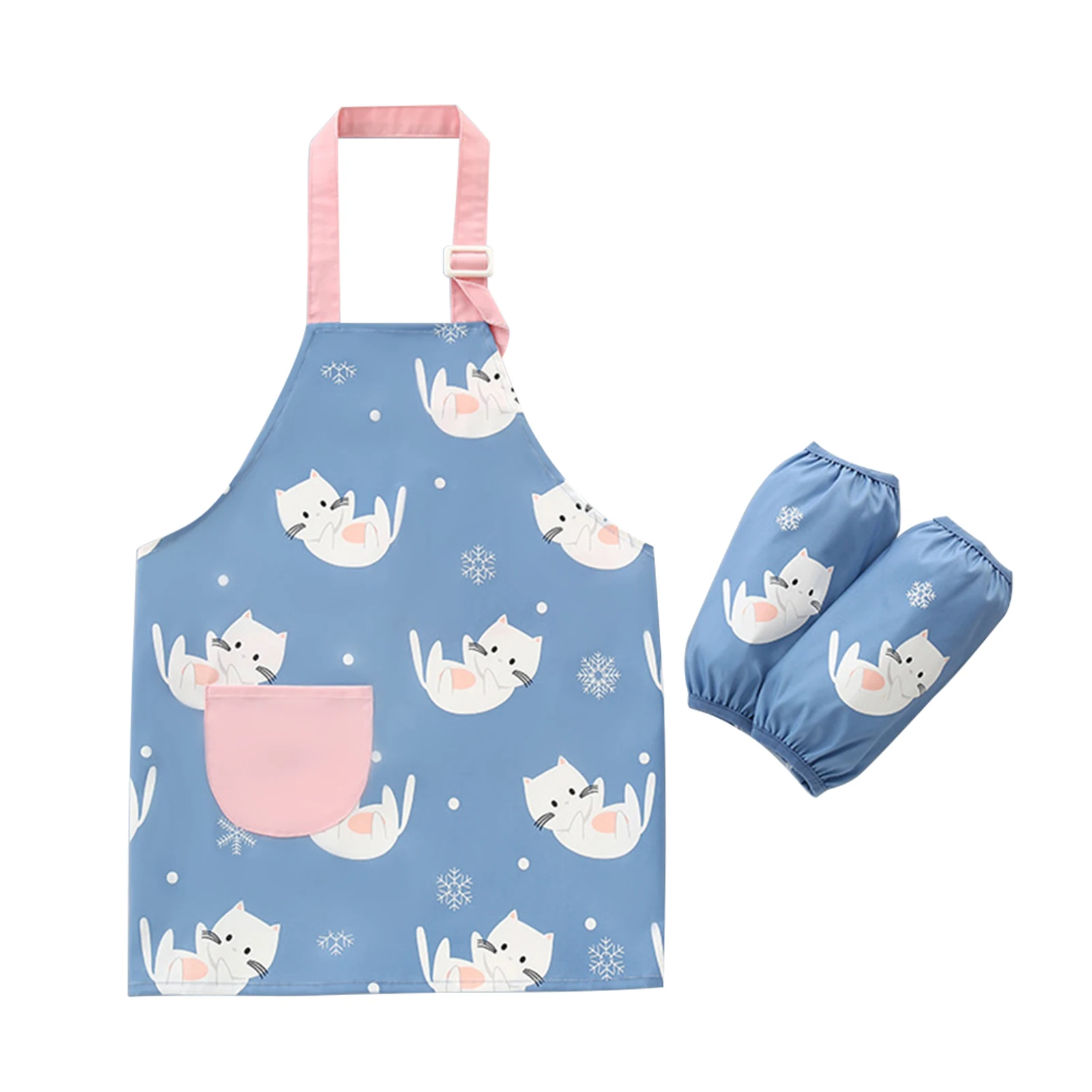 

Boys Girls Kids Apron Cartoon Painting Gardening Pocket Adjustable Waterproof With Sleeves Cooking Baking Crafts Children Bib